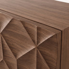 Buffet en noyer à facettes 3D motif losange, 120 ou 150 cm