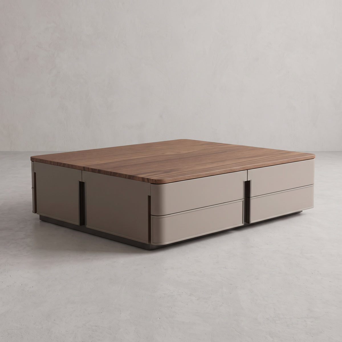 Ensemble table basse et meuble TV bois massif et cuir sellier, 180 ou 200 cm