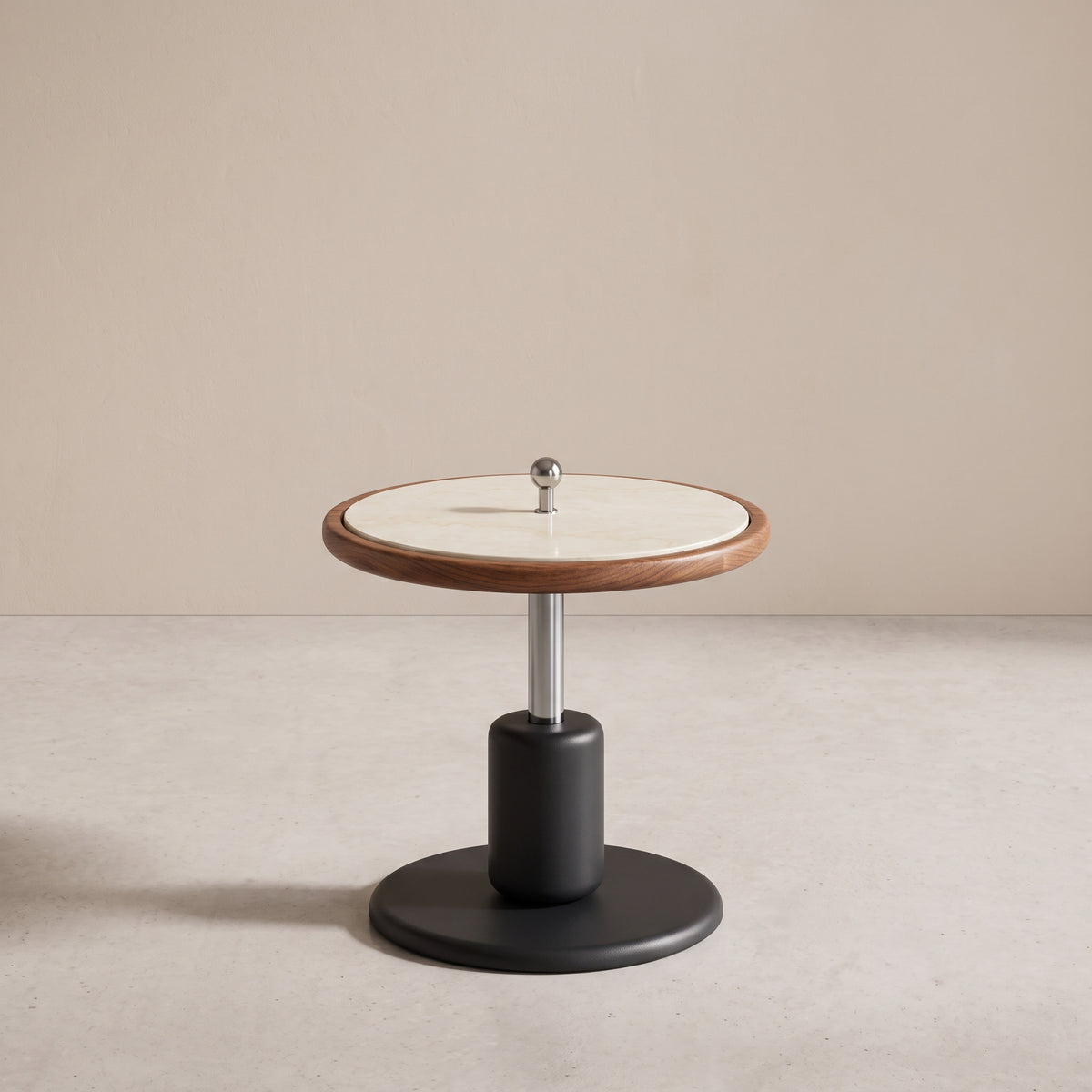 Ensemble tables basses et meuble TV bois et pierre frittée effet travertin