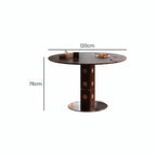 Table à manger ronde 4 à 6 personnes pierre frittée et bois massif, Ø 110–120 cm